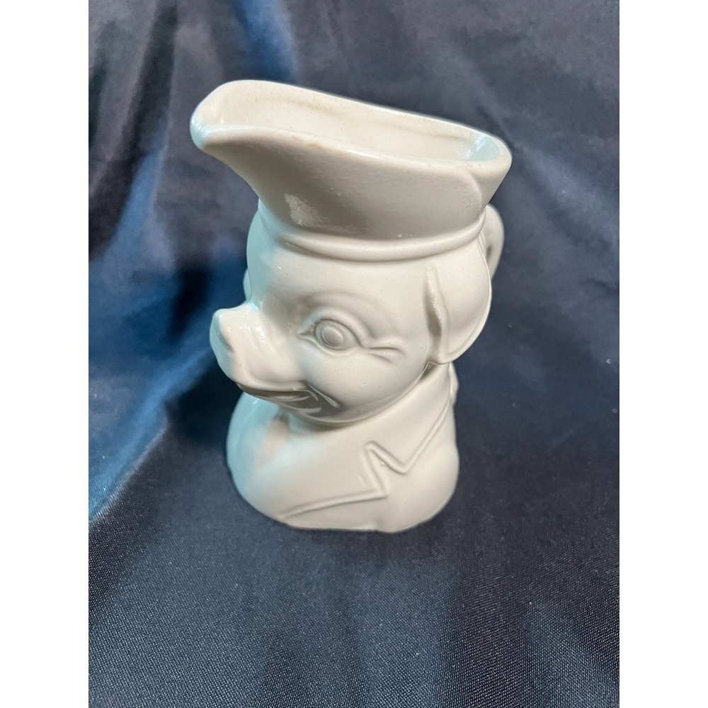 Shawnee Pottery‎ Colonial Pig Pitcher 6" White Unmarked Vintage 1940s Farmhouse